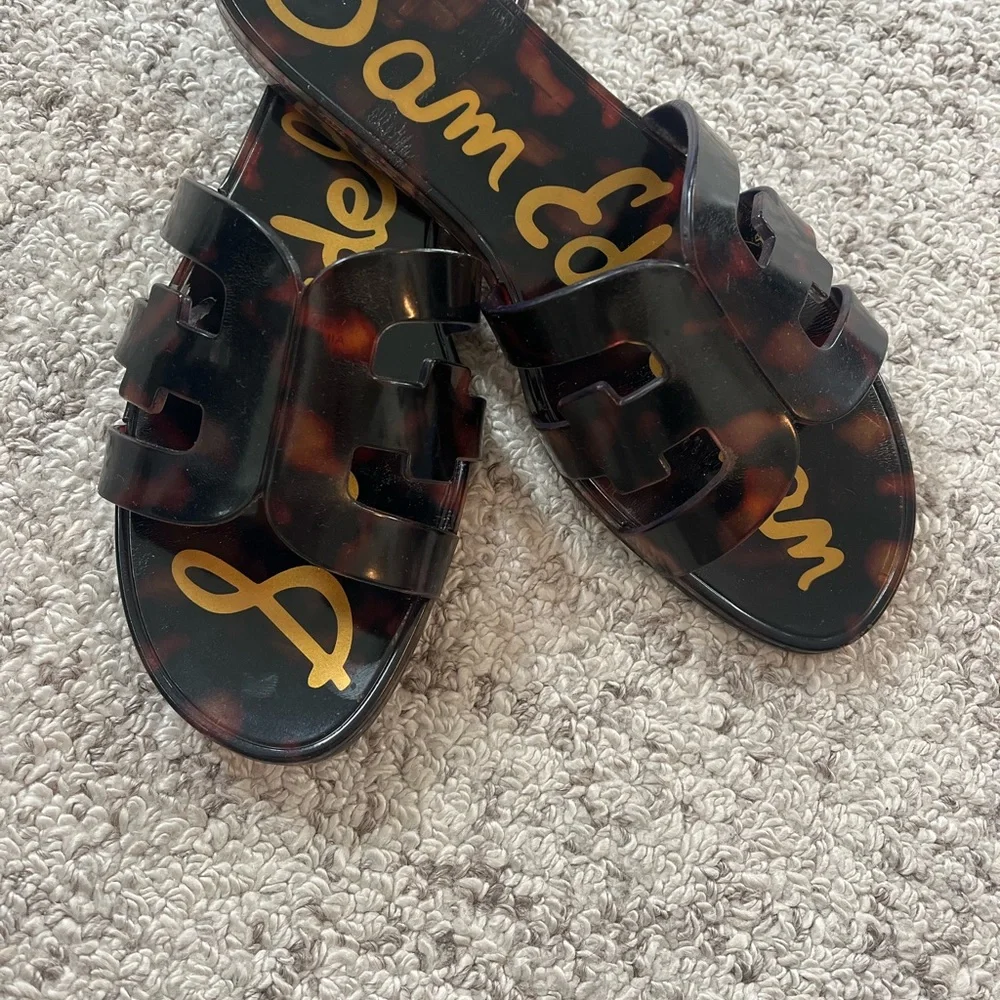 Sam Edelman Tortoiseshell Slip-On Sandals - Brown/Black Sz 8 - Picture 9 of 13